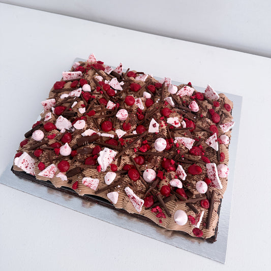chocolate raspberry slab cake
